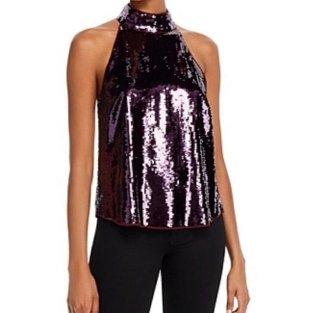 NWT Joie Lei‎ Lei Sequined Sleeveless Halter Top Size S